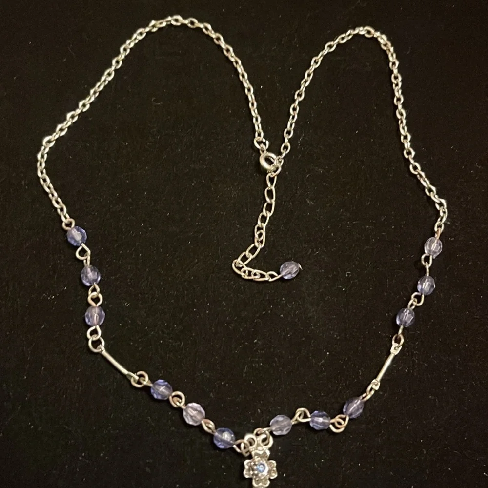 Blue and Silver Beaded Necklace
